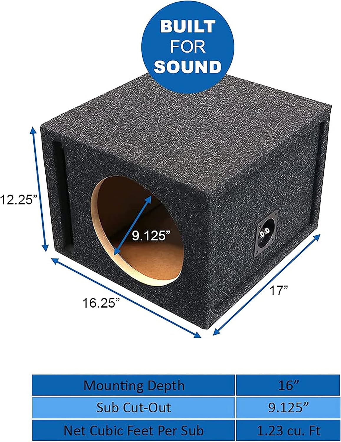 Atrend 10SQV-10" Single Vented Subwoofer Box