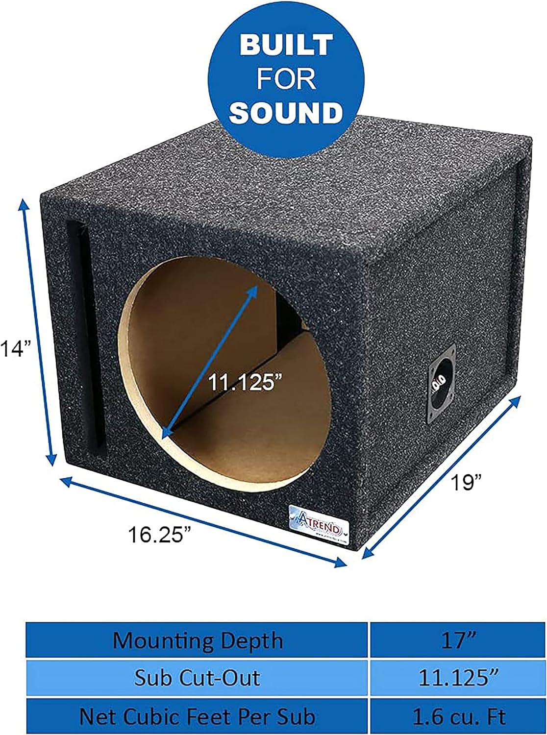 Atrend 12SQV-12" Single Vented Subwoofer Box