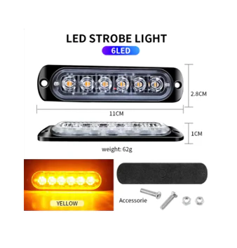 20Twenty Lighting 6 LED Waterproof Amber Strobe Light w/10 Flash Patterns