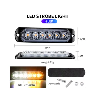 20Twenty Lighting 6 LED Emergency Strobe Lighting in White & Amber