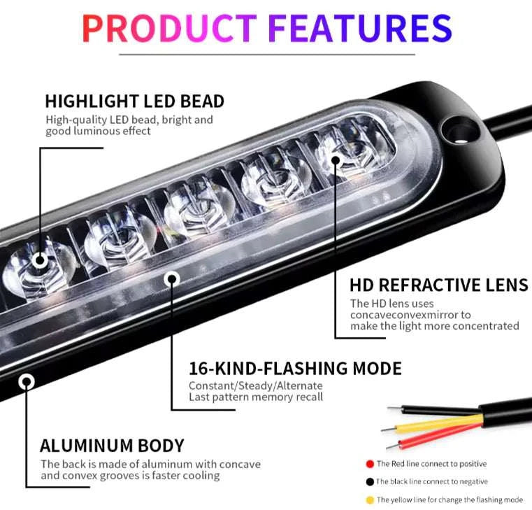 20Twenty Lighting 6 LED Waterproof White Strobe Light W/10 Flash Patterns