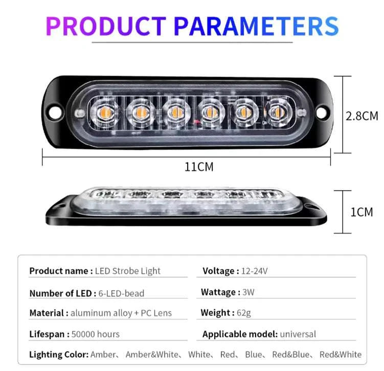 20Twenty Lighting 6 LED Waterproof White Strobe Light W/10 Flash Patterns