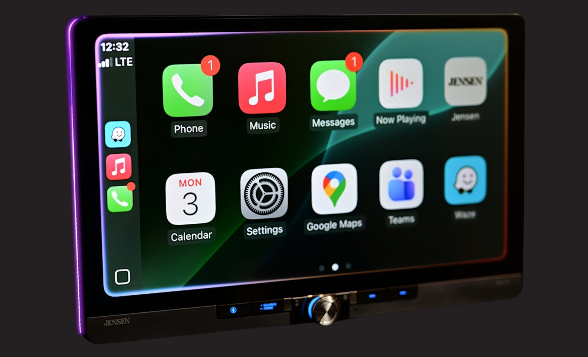 Jensen CAR140MW-R illuminated LED ring around the display