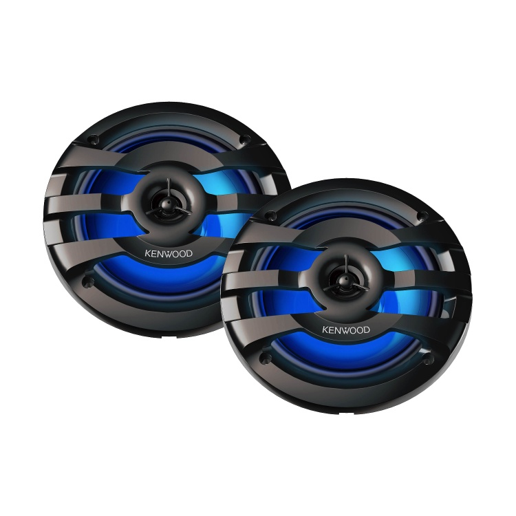 Kenwood KFC-1673MRBL 6.5” Marine Speakers w/ RGB LED – 75W RMS (Black)