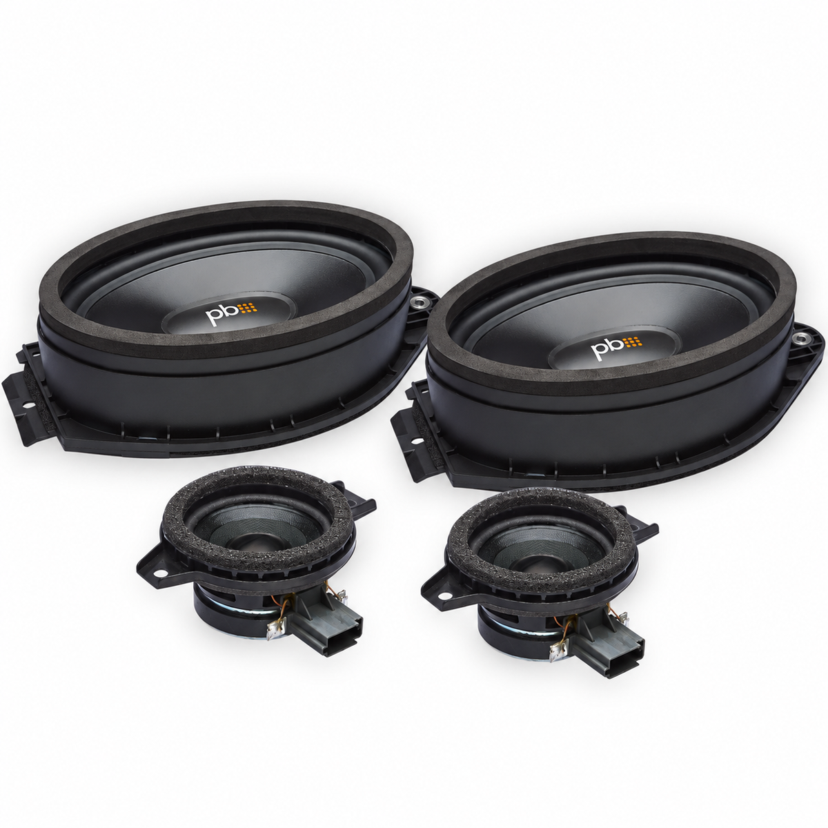 PowerBass OE69C-GM complete set: two 6x9-inch speakers and two 2.75-inch dash drivers
