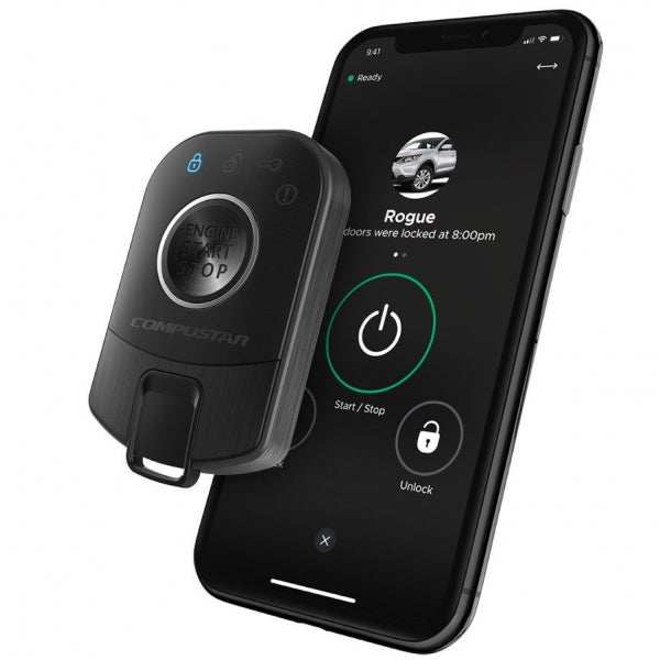 Compustar Pro R5 remote kit with smartphone integration and hands-free keyless entry.