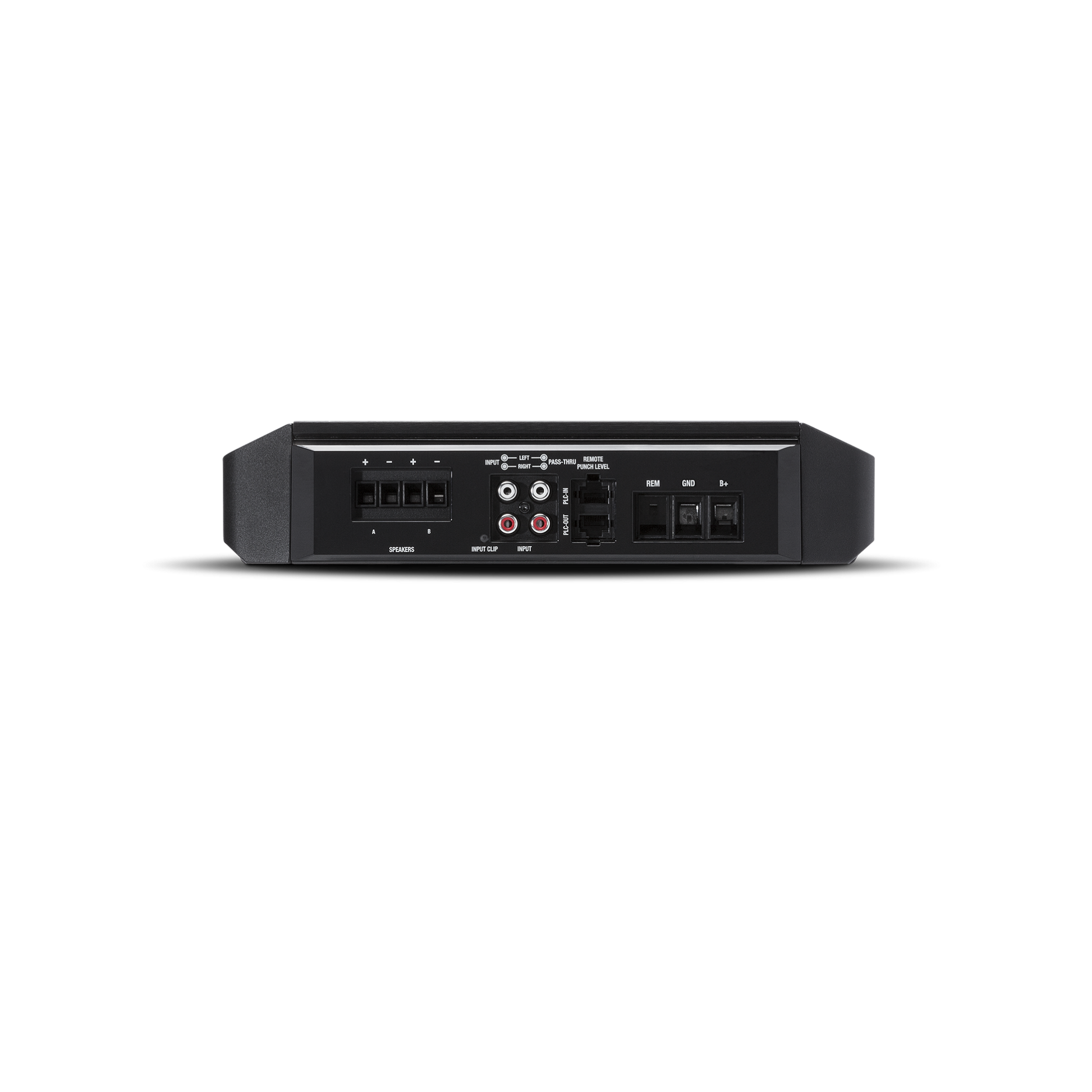 Rockford Fosgate P500X1BD mono subwoofer amplifier rear view showing inputs and controls.